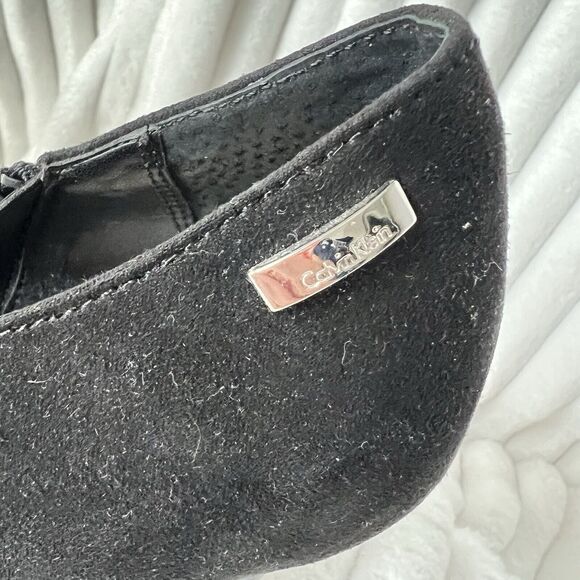 Calvin Klein Nastassia Suede Leather D'orsay Cutout Peep Toe Bootie Heels US 10 - Picture 9 of 15